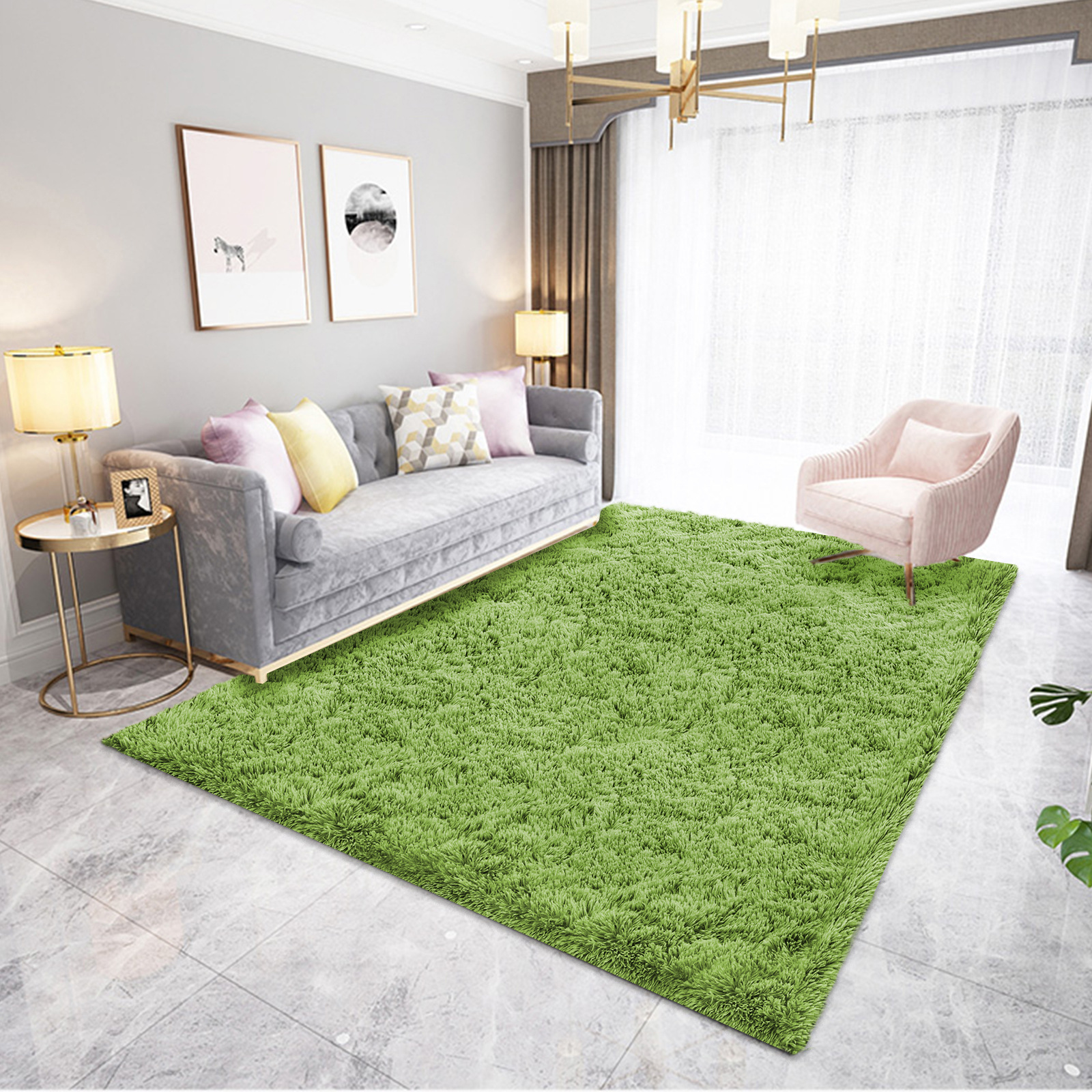 Modern Simple Washed Silk Wool Carpet Living Room Coffee Table Sofa Carpet Bedroom Bedside Thickened Carpet Yoga Mat