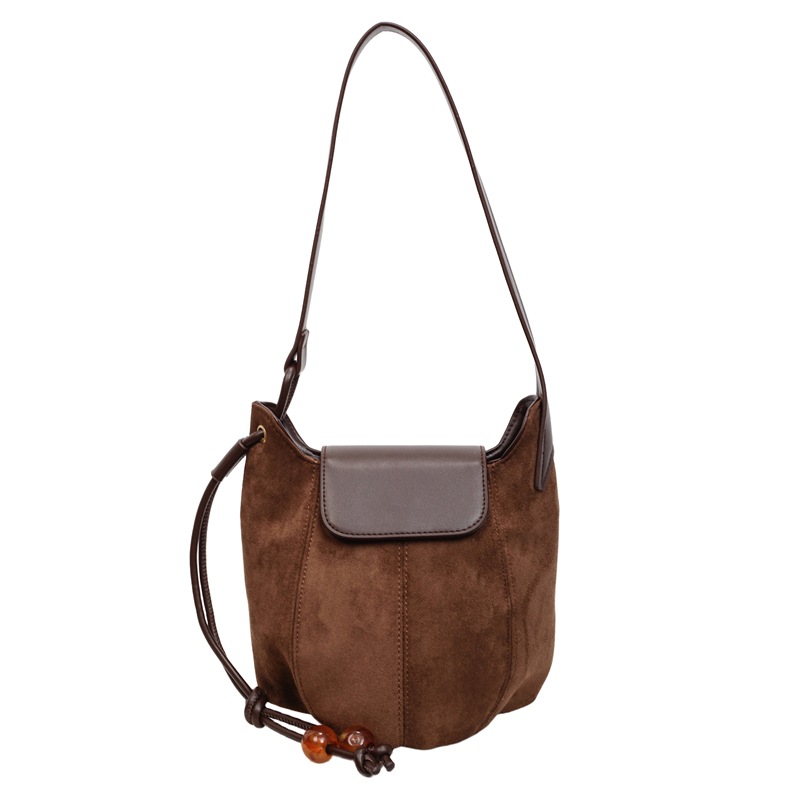 Otoño y invierno bolsos populares de moda mujeres nuevas bolsas de cubo de piel de ciervo transfronterizas de alta calidad retro versátil bolso de hombro