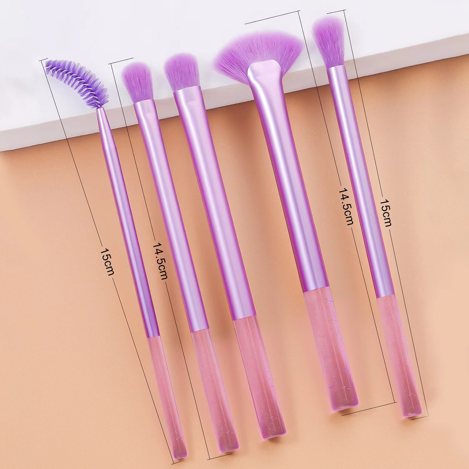 5 mini cepillo de maquillaje mango de cristal caja de almacenamiento a prueba de polvo cepillo de sombra de nariz cepillo de ojos conjunto completo cepillo de sombra de ojos transfronterizos