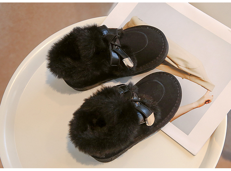 Schneestiefel Winter 2024, neuer Stil, weiche Unterseite mit verdickter Schleife, vielseitig einsetzbar, mittelgroße Baumwolle für Kinder und Mädchen_voghion.com