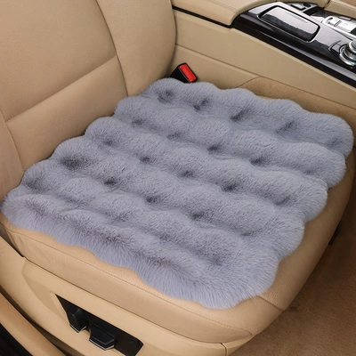 lady plush rear seat cushion, Wool pad - light-gray-front-row-single-piece