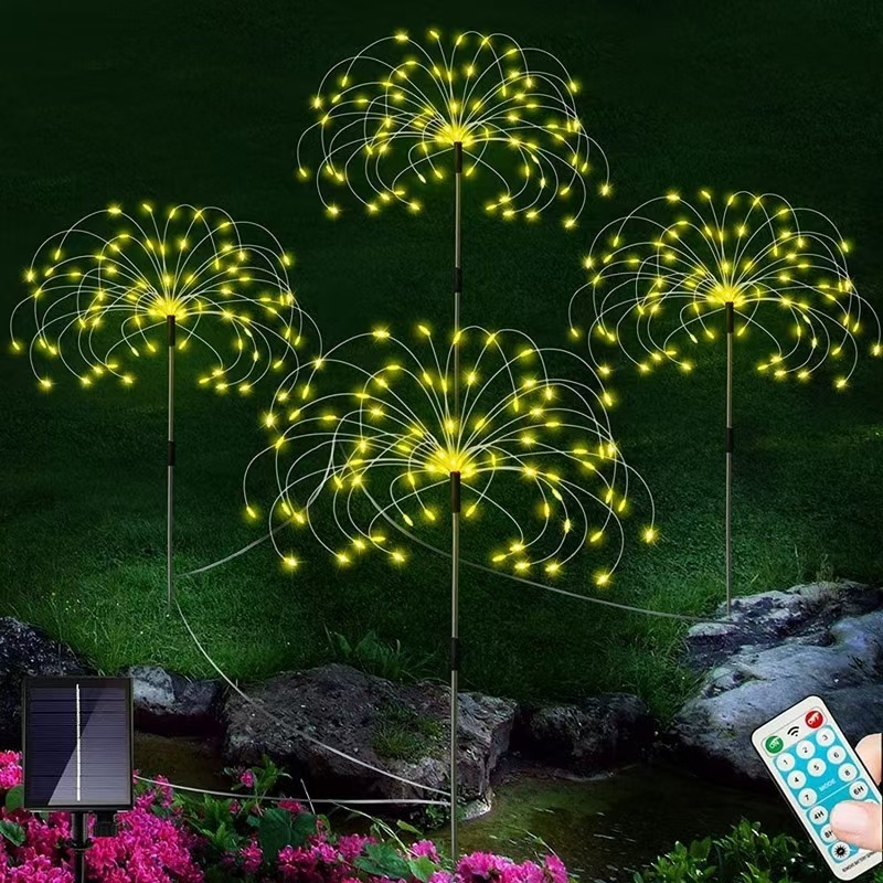 太阳能灯烟花灯装饰灯led8功能庭院户外防水景观灯花园草坪地插灯|undefined