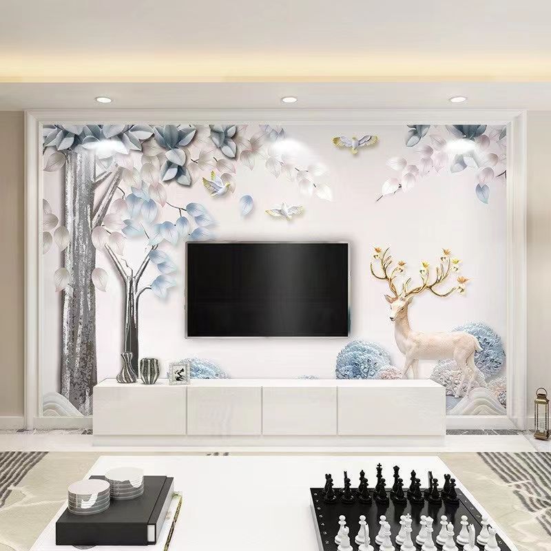 3d北欧电视背景墙布5d网红客厅卧室装饰墙画8d立体现代影视墙壁纸|undefined