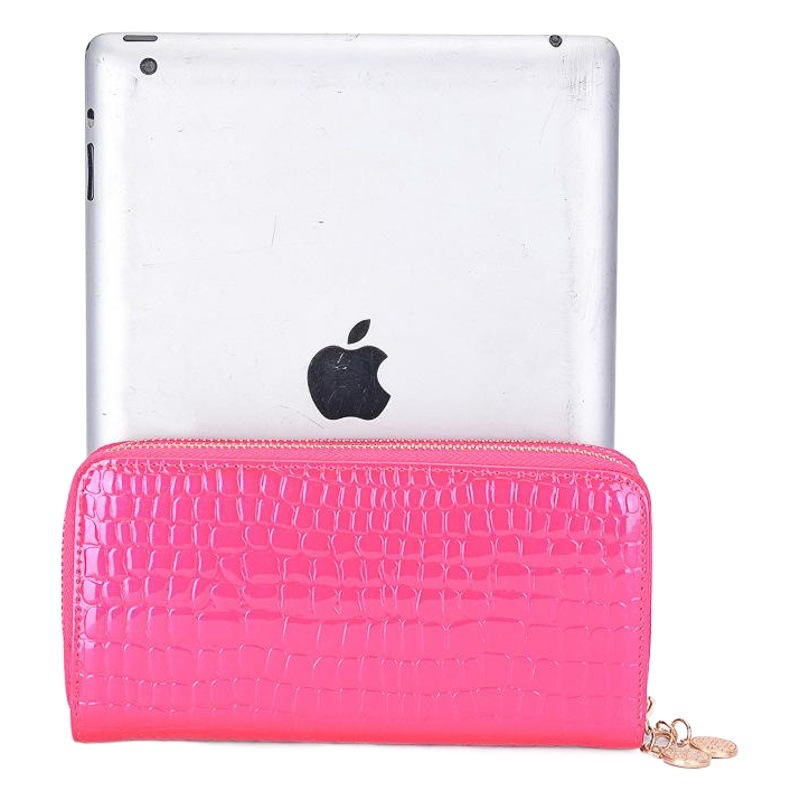 Qiman Shi Wallet New Korean Style Double Zipper Women's Large Capacity Long Wallet Patent Leather Coin Mobile Phone Clutch