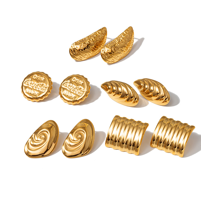 Plating Design 1 Pair Retro Classic Style Geometric Letter Plating 304 Stainless Steel 18K Gold Plated Ear Studs