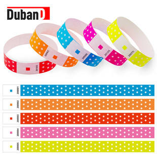 New Waterproof Disposable Bracelet Wristband Fluorescent Color Star Pattern Amusement Park Bar Ticket Admission Ticket Ring