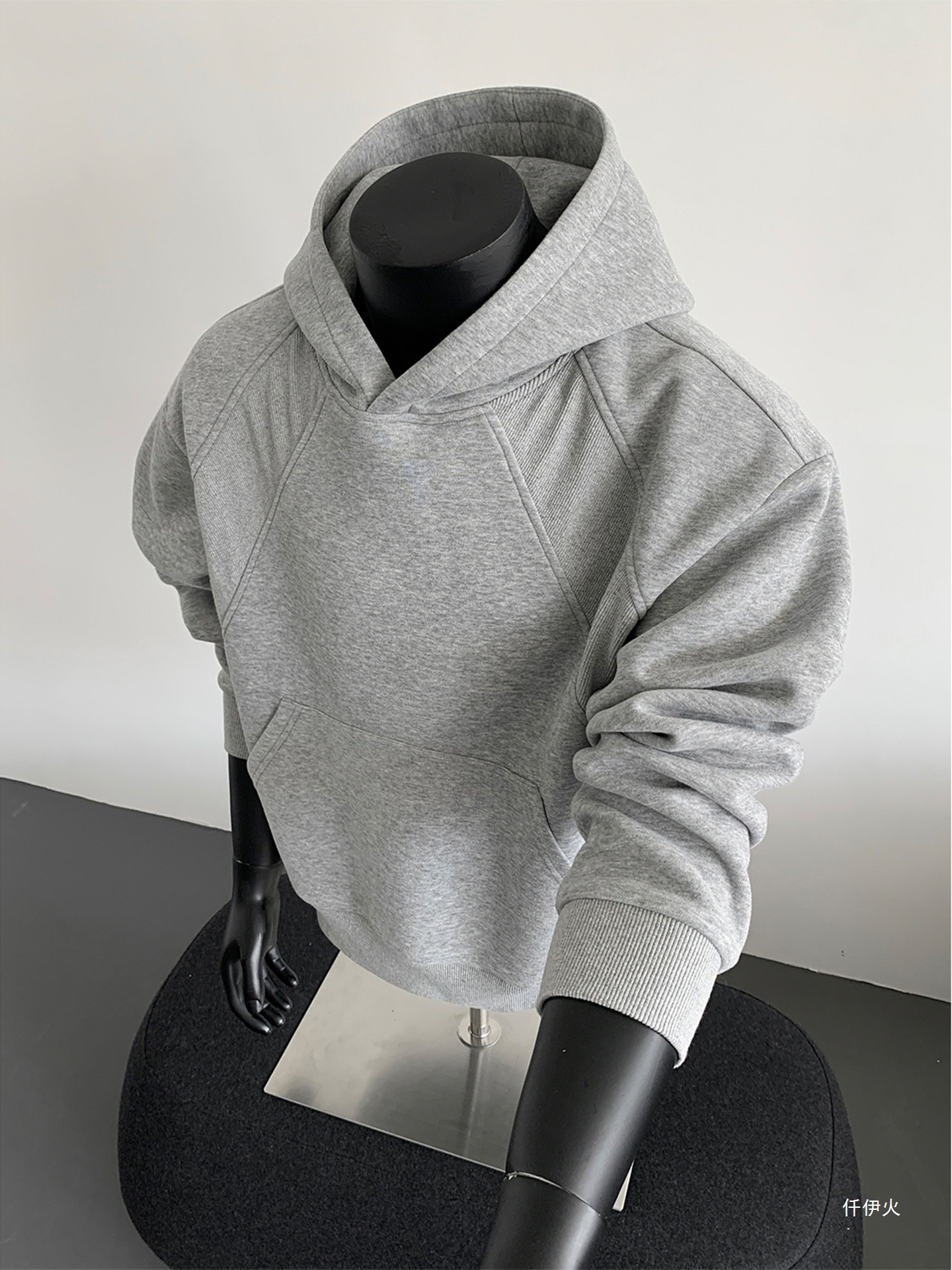 Deconstructed heavyweight hooded sweatshirt for men, autumn American style trendy brand, space cotton oversized clothing, boxy loose jacket