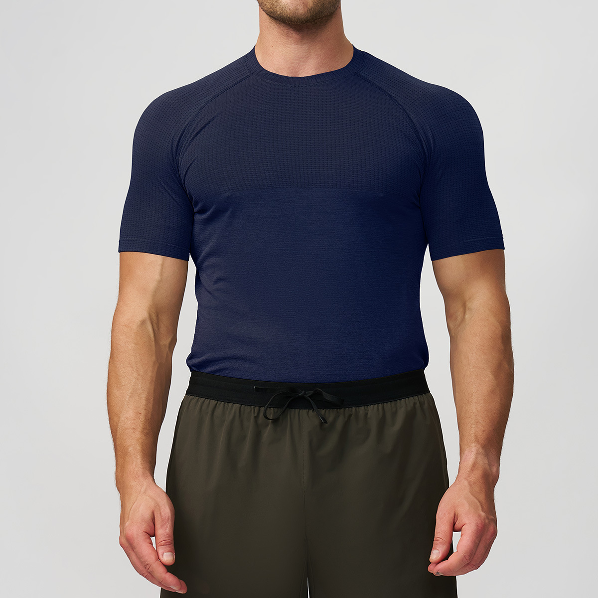 Cross-border hombre sin costuras deportivo acondicionamiento rápido secado transpirable mangas cortas yoga correr camiseta muscular delgada 7752