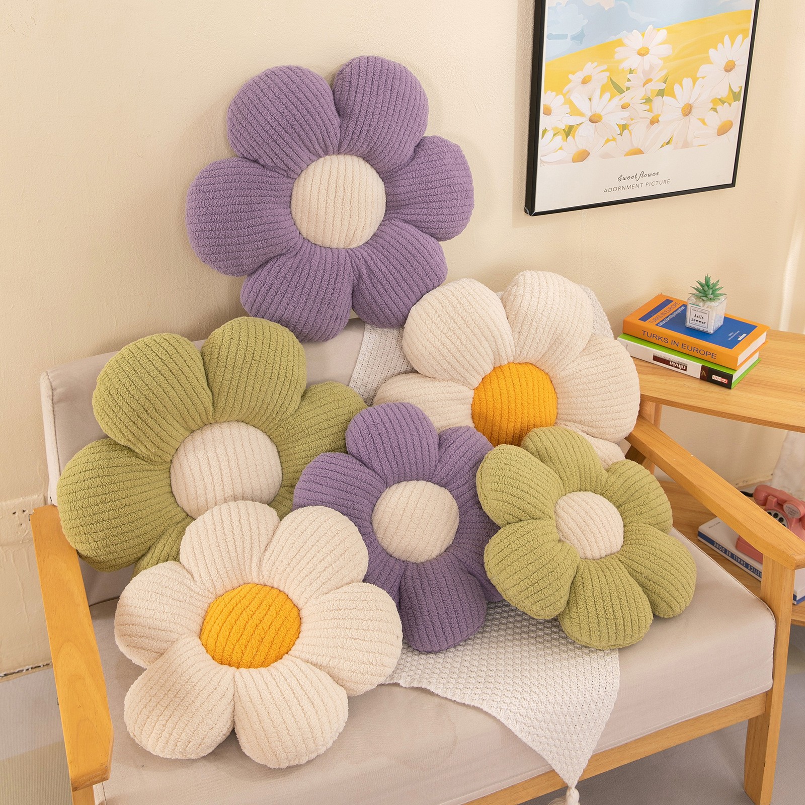 花朵坐垫地上ins教室椅子夏季办公室久坐懒人太阳花可爱学生屁垫