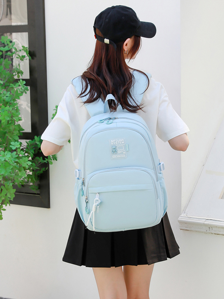 Natural Fish nuevo estilo casual mujer estudiante Junior High School simple de gran capacidad mochila reducción de la Carga Protección de la columna vertebral entrega de una sola pieza