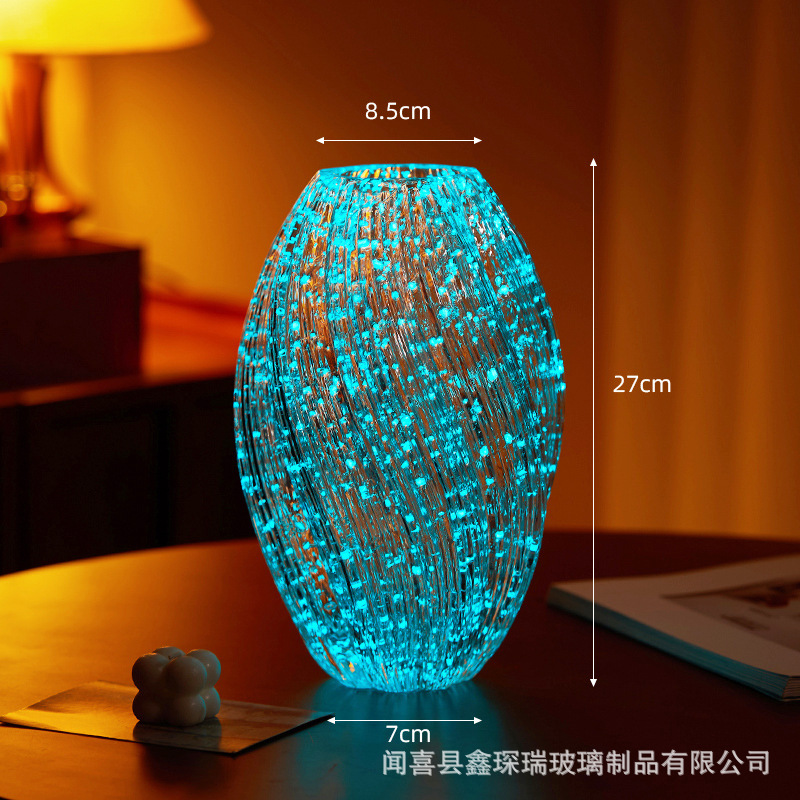 Hydroponic Flower Vase with Luminous Maltose, High-End Flower Arrangement for Dining Table and Living Room Decoration, Hydroponic Flower Arrangement Glass Vase