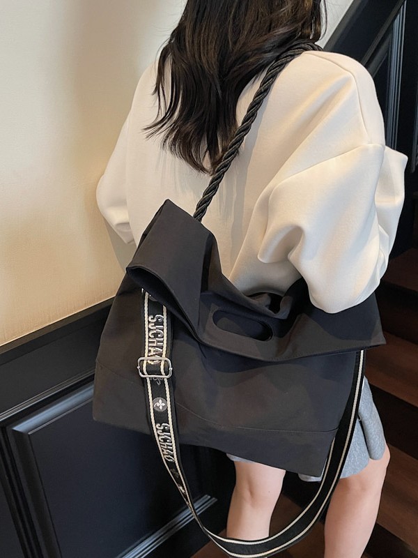 Bolso de tela de nylon de gran capacidad para mujeres 2025 verano nuevo estilo coreano simple mochila de hombro mochila de viaje casual