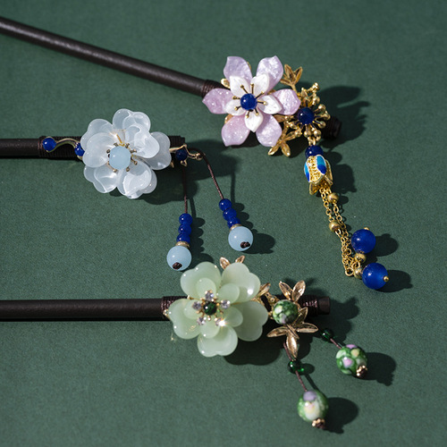 Ancient style hairpin with tassels, rocking wooden hairpin for women, imitation ebony wood decoration, hairpin, Hanfu accessories, ancient costume hairpin, hairpin