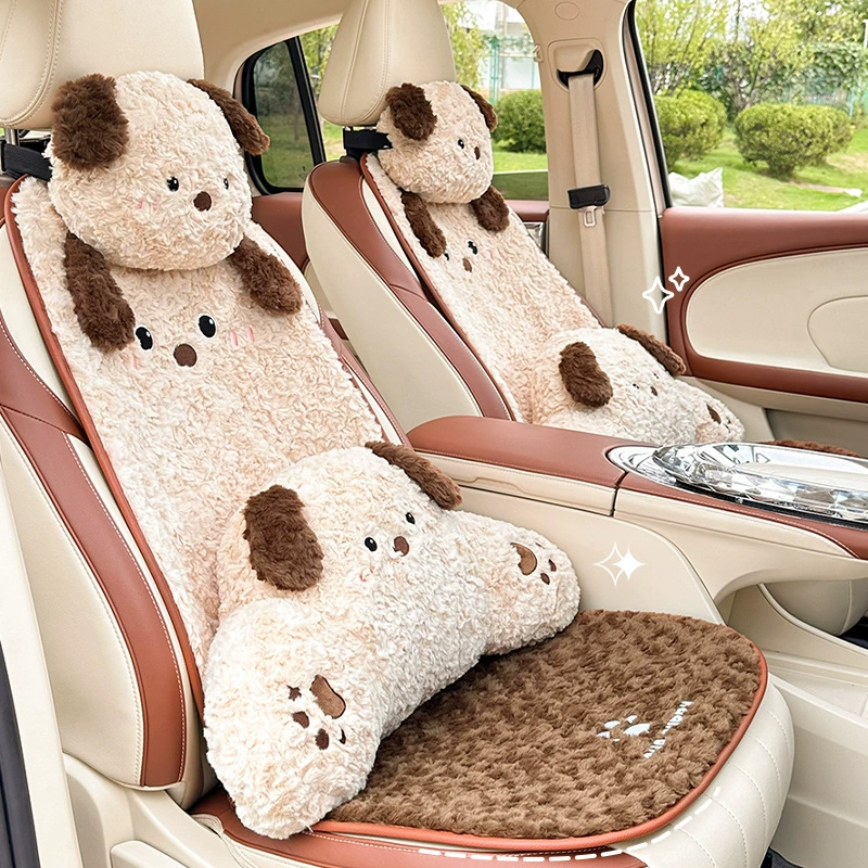 Милая мультяшная подушка для автомобильного сиденья, зимняя высококачественная утолщенная теплая подушка для автомобильного сиденья, нескользящая креативная подушка для автомобильного сиденья