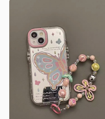 Girl ins espejo pintura al óleo gota de agua mariposa para iPhone15 Apple 16ProMax funda para teléfono móvil Apple 13P