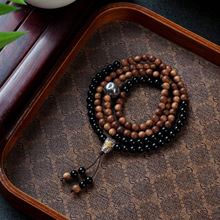 高油密老山檀香黑玛瑙多圈手串银饰雕件高颜值文玩饰品直播爆款