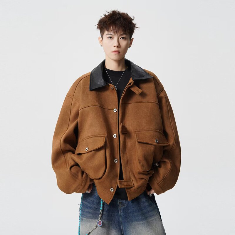 American Retro Barn-Style Suede Lapel Jacket Loose-Fitting Couple's Vest Casual Outerwear Men's Trendy Brand 2026 New Model American Retro Barn-Style Suede Lapel Jacket Loose-Fitting Couple's Vest Casual Outerwear Men's Trendy Brand 2026 New Model