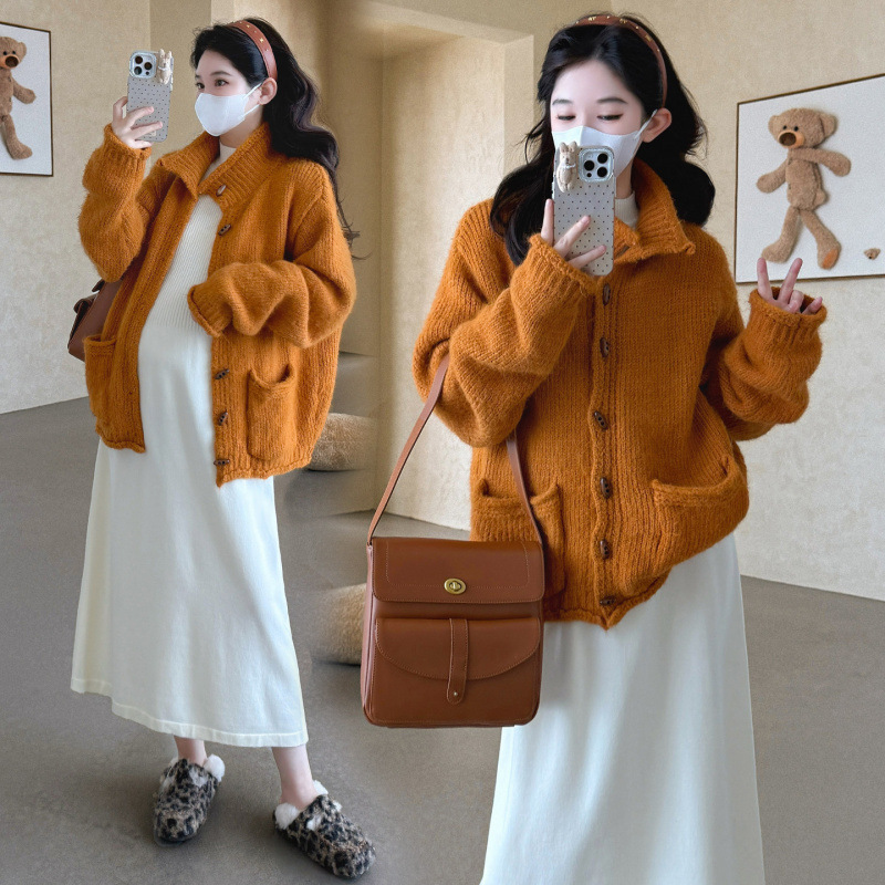 实拍新品~秋冬加厚牛角扣韩系毛衣+毛衣连衣裙套装|undefined