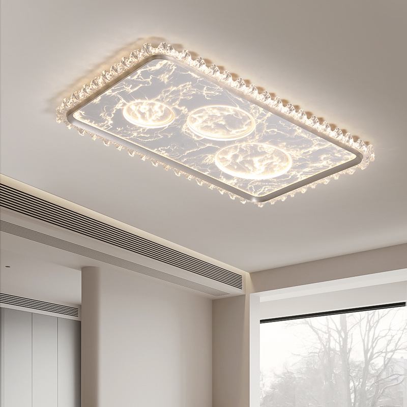 Lámpara de techo de sala de estar de lujo ligero de estilo italiano, sensación de lujo ligero, atmósfera simple moderna 2025 nueva luz principal de sala de estar