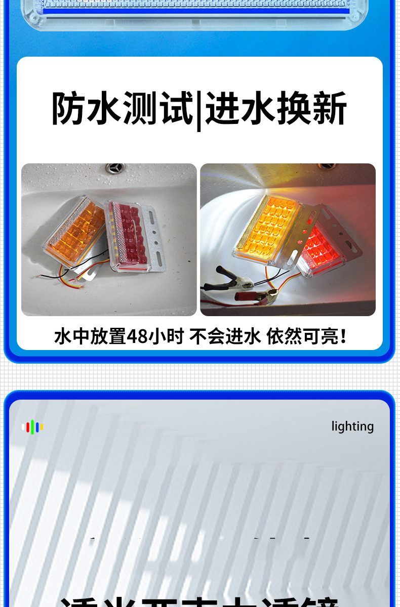 9D Multi-Bead Lens Truck Side Light, Strong Illumination, 12V/24V Large Truck Trailer Tire Light, Width Indicator Light, Waist Light