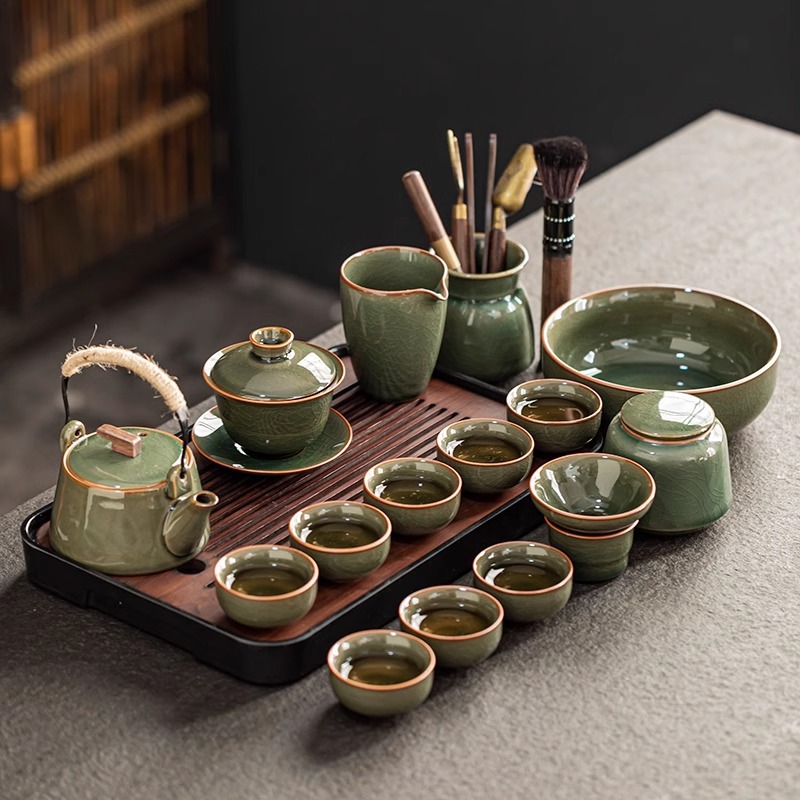 Juego de Té Kung Fu Portátil de Cerámica y Bambú Anti-escaldado para Viajes y Oficina image 3