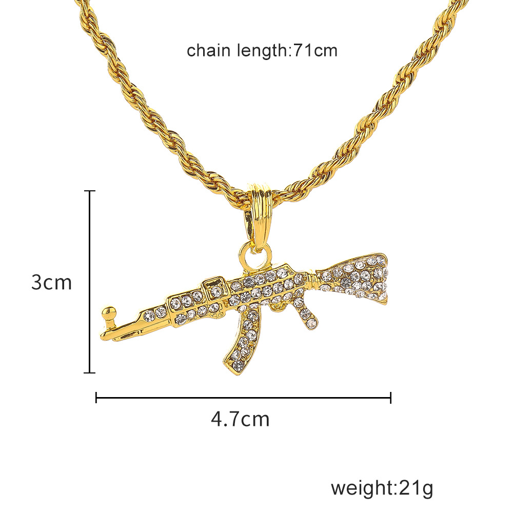 Fashion Pistol Alloy Plating Inlay Rhinestones Unisex Pendant Necklace 1 Piece display picture 1