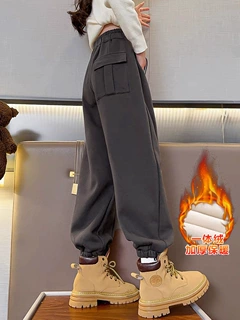 女童运动裤秋冬2026新款女大童儿童哈伦裤宽松卫裤女孩加绒裤子潮