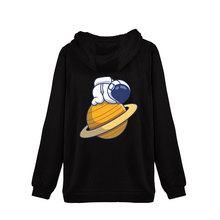 太空星球宇航員周邊印花帶帽衛衣女款春秋開衫潮牌休閑長袖連帽衫