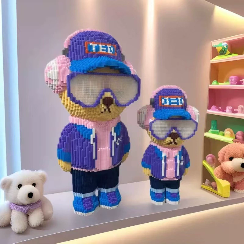 Плюшевый мишка, напольный, для гостиной, большие украшения, строительные блоки, игрушки, развивающие сложные головоломки, сборные игрушки, плюшевый мишка, строительные блоки