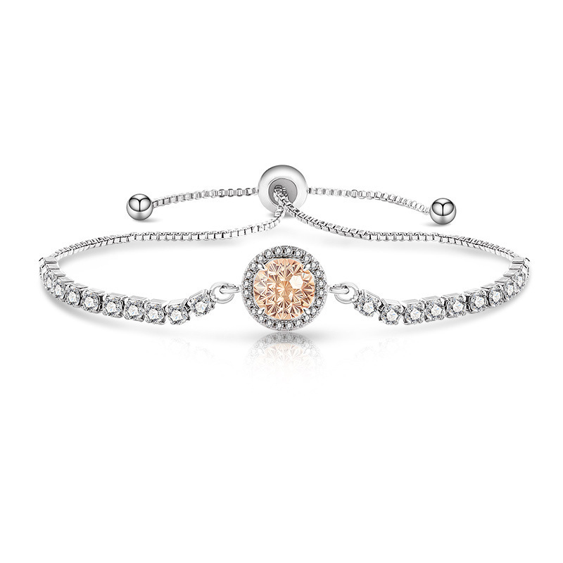 Fireworks Cut Bracelet With Padparadscha And High Carbon Diamond_voghion.com