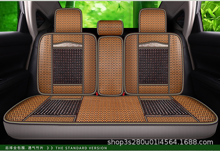 New Summer Bamboo Chip and Wooden Bead Car Seat Cushion with Lumbar Support, Universal for Five-Seater Cars, Wholesale Breathable Cooling Pad