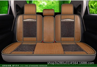 Seat cushion, seat cover | Bead Car Seat Cushion with Lumbar - wooden-beads-coffee-color-all-in-the-back-row