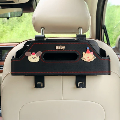 Multi-Functional Storage Box Cartoon Cute | Car tissue box/set - no-specifications-coffee-eared-puppy-red-hat-kitten-black-chair-back-double-water-cup-storage-box