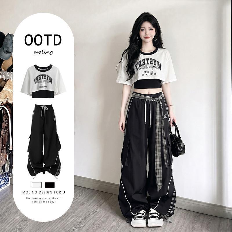 Cool and Stylish Jazz Dance Summer Outfit 2026 Super Trendy Summer Wear Complete Set of Hot Girl Black Cargo Pants Set for Women Cool and Stylish Jazz Dance Summer Outfit 2026 Super Trendy Summer Wear Complete Set of Hot Girl Black Cargo Pants Set for Women