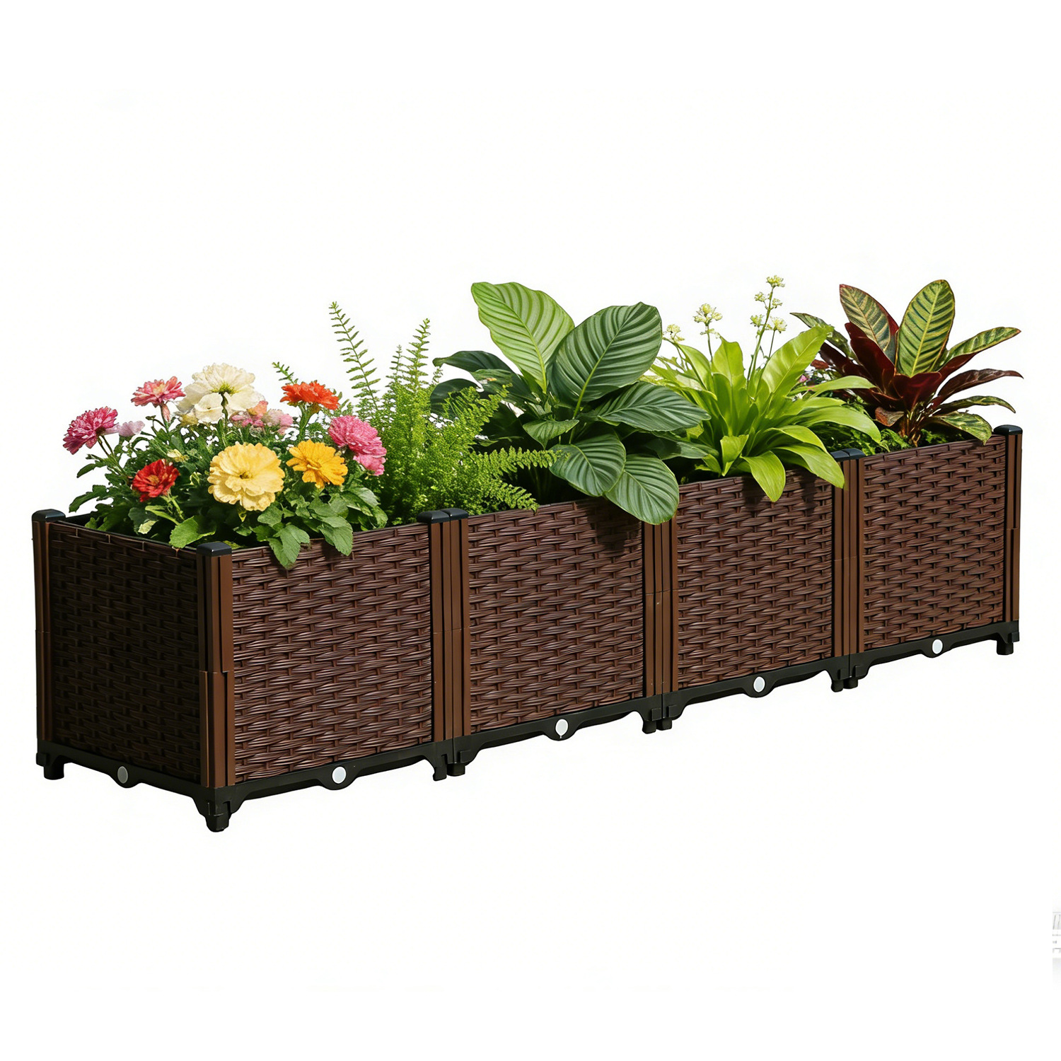 Caja de plantación multifuncional engrosada maceta rectangular combinada de plástico de resina olla vegetal balcón caja de flores larga