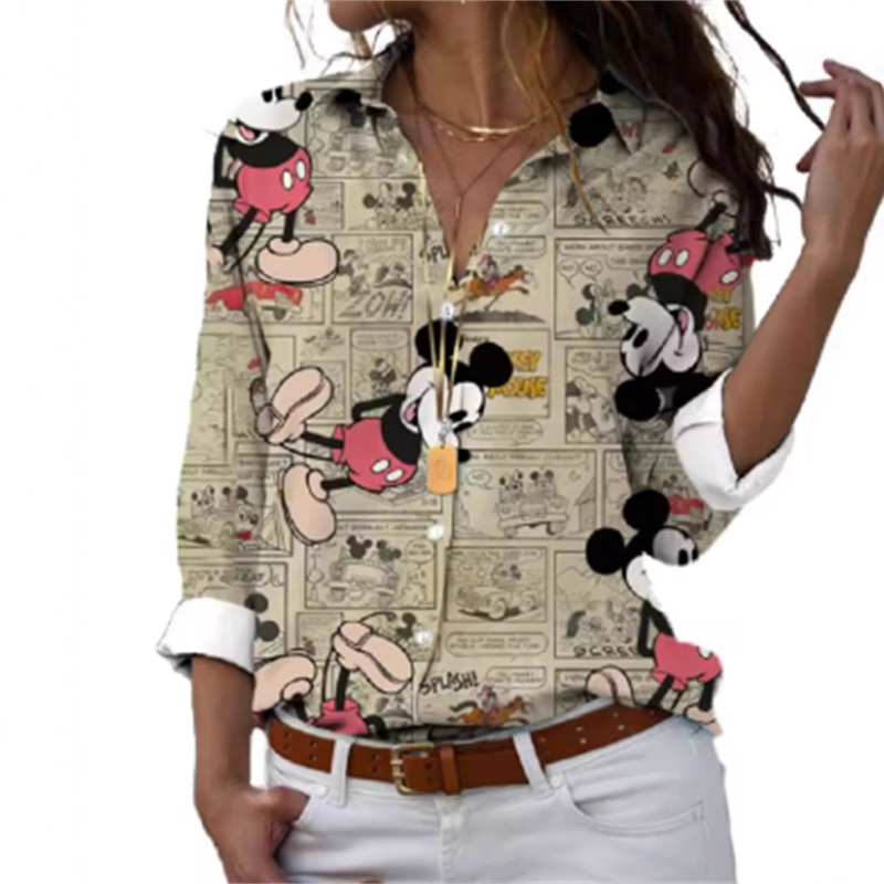3D Mickey Mouse Donald Duck Printed Women's Long-Sleeved Shirt Casual Fashion Comfortable Cartoon Cute Hot Style Exquisite