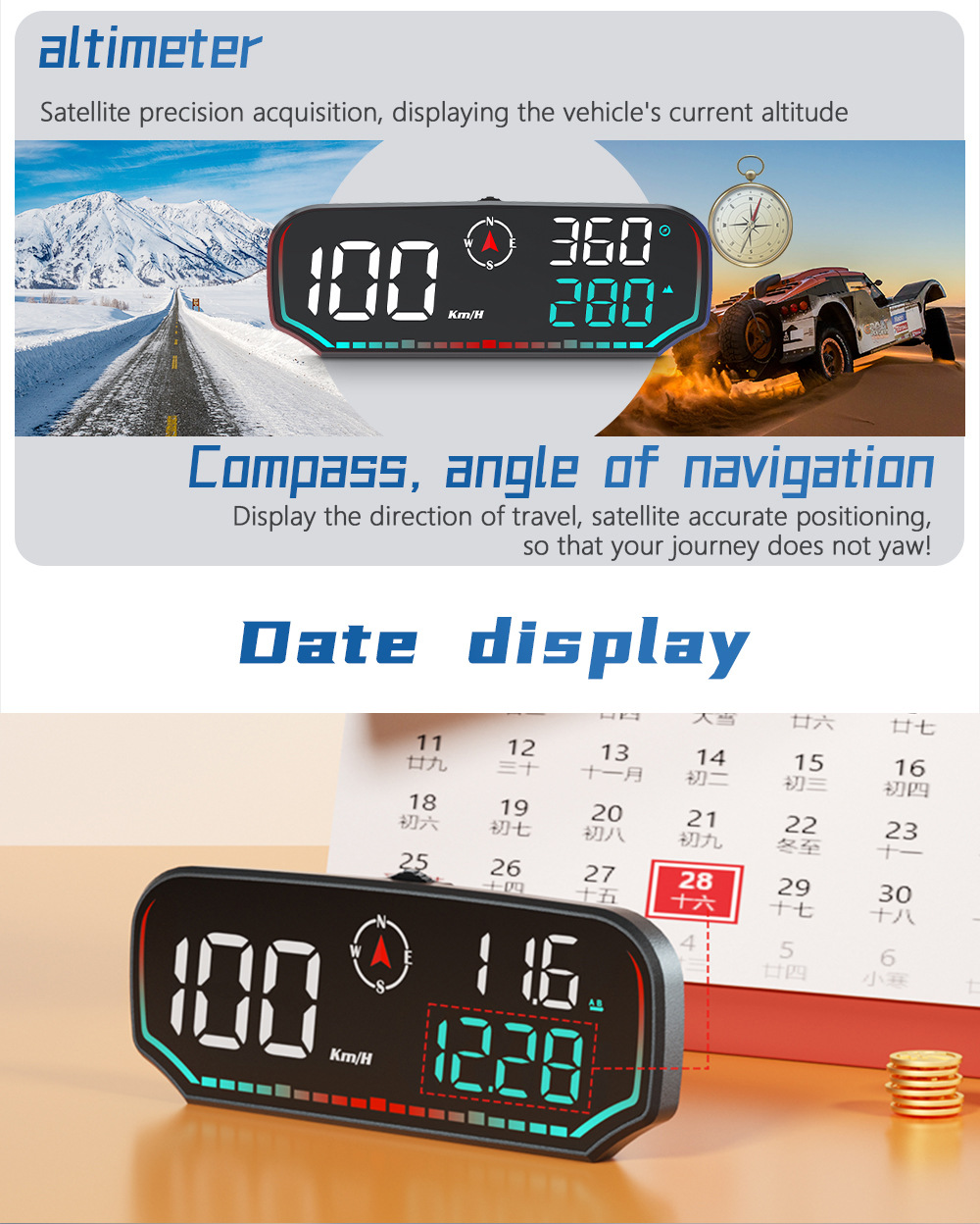 Car HUD Head-Up Display, Car-Specific GPS Tester, Multi-Function Display, Intelligent Dashboard, High-Definition