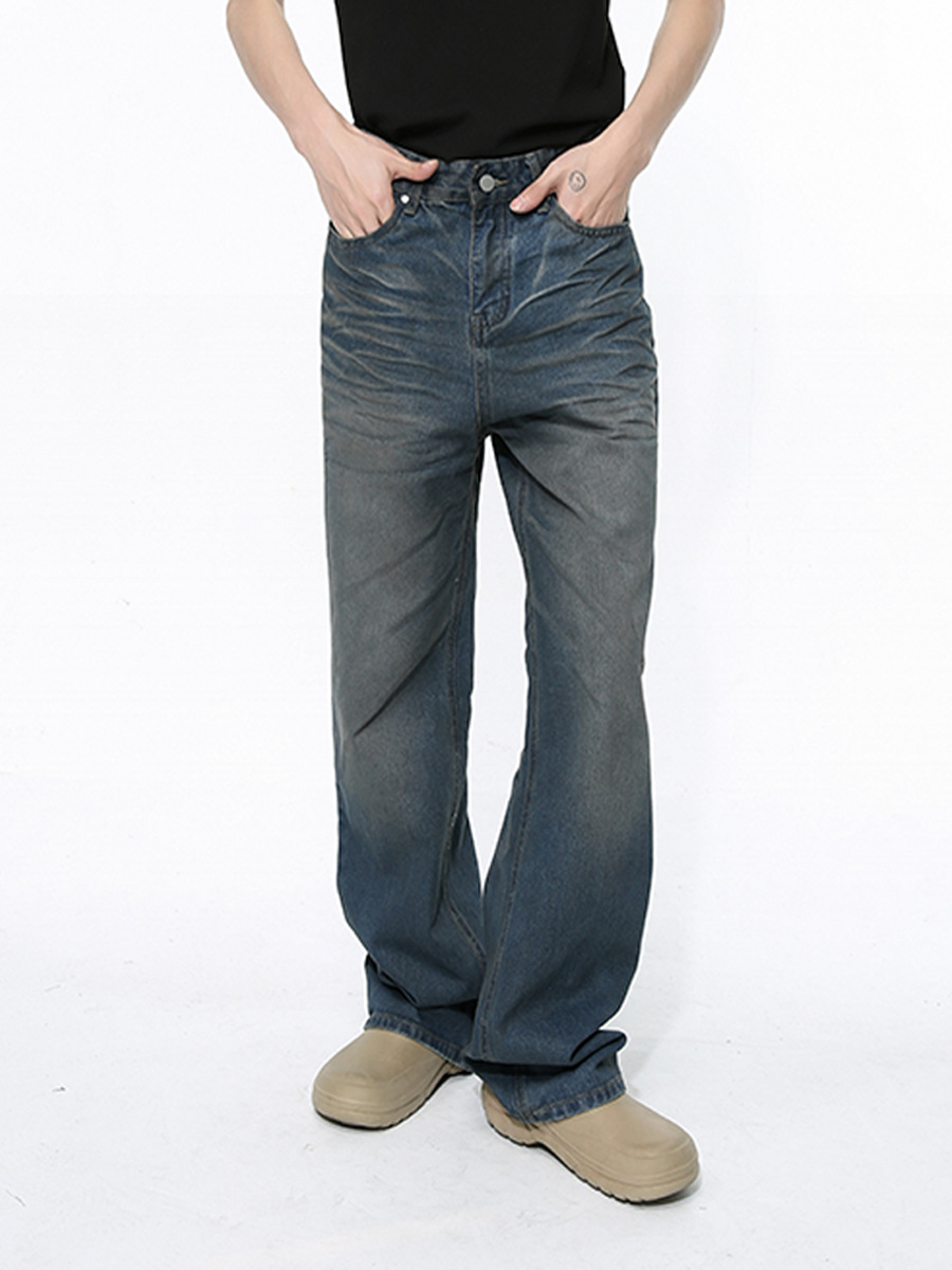 Mtlclothes ropa de Hombre | 2024 primavera nueva American High Street Vibe estilo cepillado arrugado diseño jeans