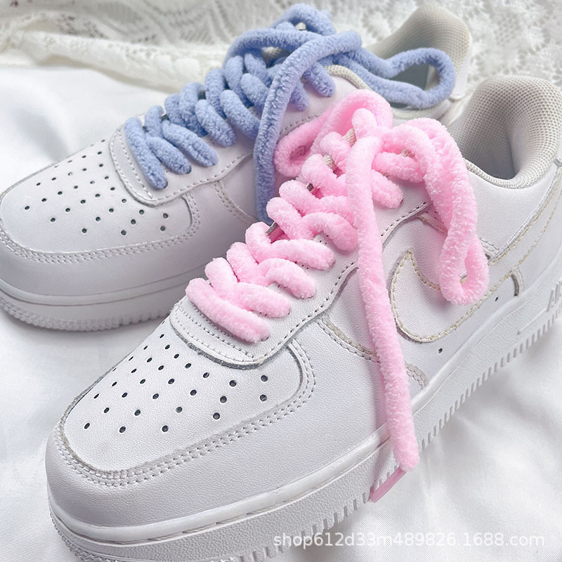 Autumn and winter New plush shoelace af1 Air Force One shoelace rope Martin boots canvas shoes accessories fluffy