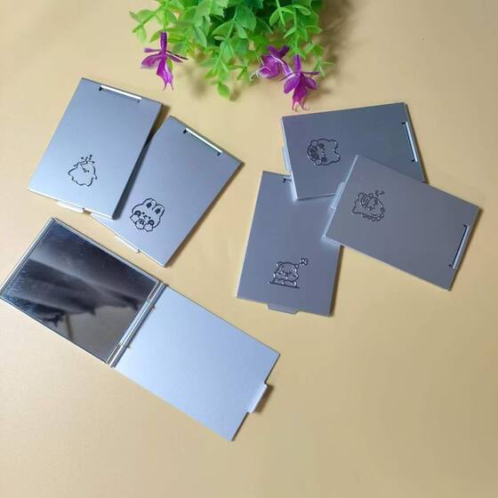 Portable Double-sided Aluminum Mirror Handheld Pocket Mirror Creative Advertising HD Mirror Multi-specification Tattoo Beauty Makeup Handle Mirror