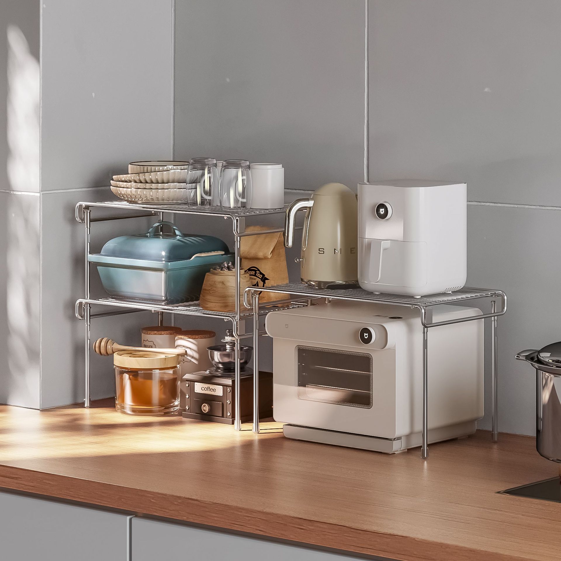 304 stainless steel pot rack storage rack bowl rack multi-layer shelf sink storage rack kitchen oven special shelf