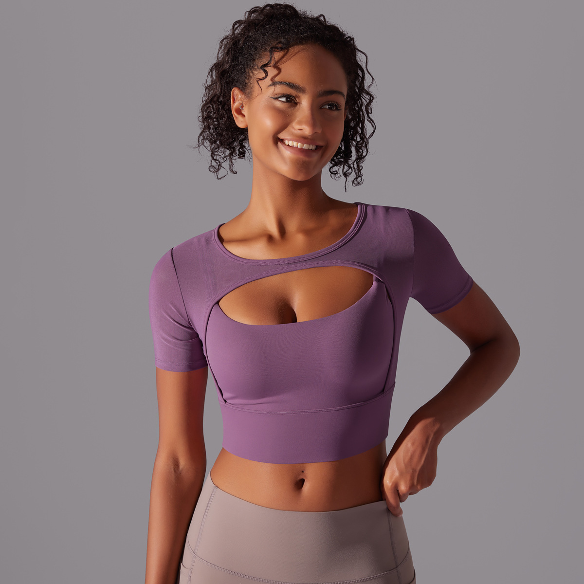 182g Weight Short Sleeve Sleeve Length Pullovers Placket Type Nylon, Spandex Fabric Type Short Top Length T-shirt Tops Type Yoga, Sports Occasion Round Neck Neckline Solid Color Pattern Women Gender Hollow Out Craft Fitness Sport Style Solid Color Nylon Spandex Round Neck Hollow Out Active Tops T-shirt 44