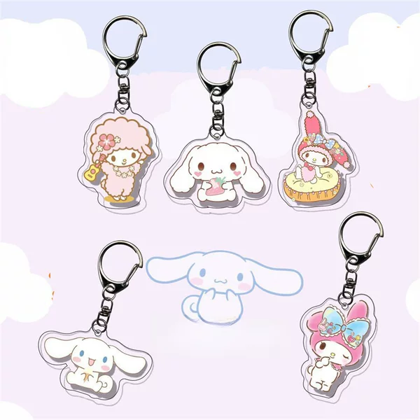 Double-sided Transparent Acrylic Keychain Cute Girl Bag Yugui Dog Pendant Wholesale ins Kuromi Brand