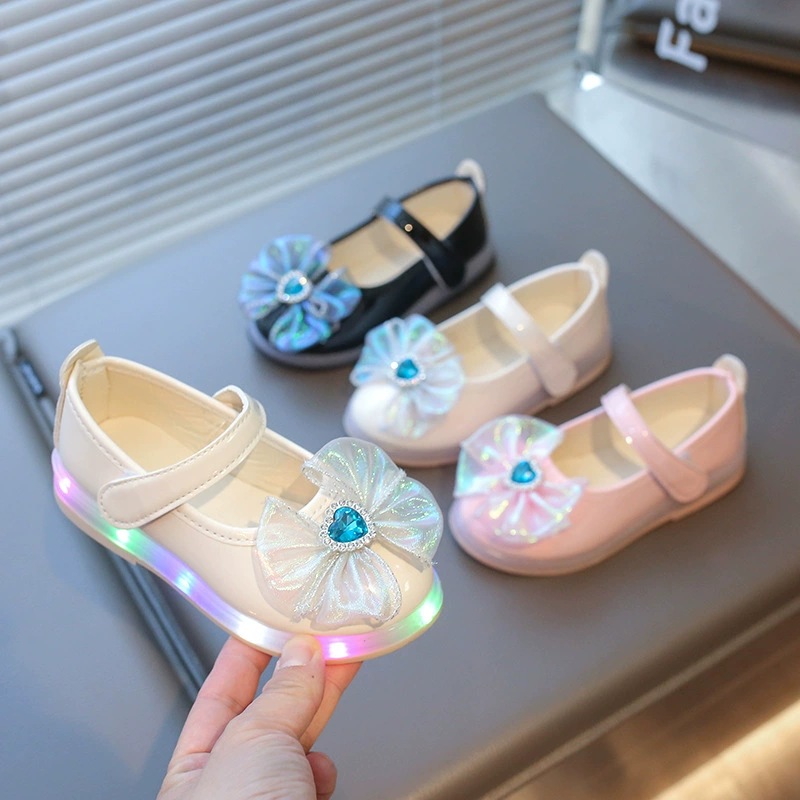 2025 новый стиль девушка принцесса одиночные туфли с бантом со стразами