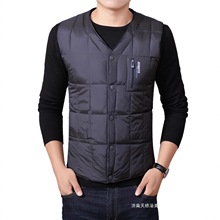 断码羽绒马甲男秋冬爸爸装中老年保暖厚背心贴身内胆大码坎肩黑色