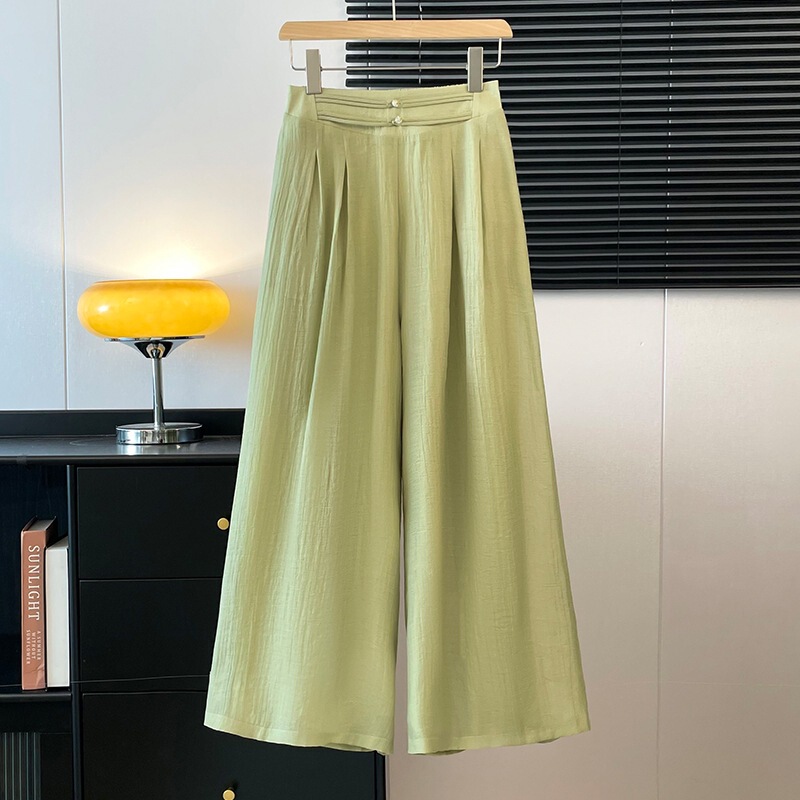 Actual Shot of New Chinese-Style Improved Tang Suit Hanfu Slimming Elegant Ethnic Style Straight Wide-Leg Casual Pants Long Pants