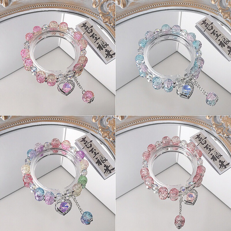 New Love Diamond Bracelet Small Fresh Glass Bracelet Handmade Beaded Student Hand Jewelry Gift Box Ready for Sale New Love Diamond Bracelet Small Fresh Glass Bracelet Handmade Beaded Student Hand Jewelry Gift Box Ready for Sale
