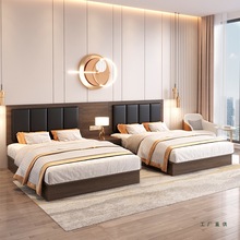 酒店床箱床架单身公寓无床头床民宿宾馆家具标间全套源头工厂
