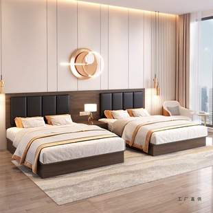 酒店床箱床架單身公寓無床頭床民宿賓館家具標間全套源頭工廠