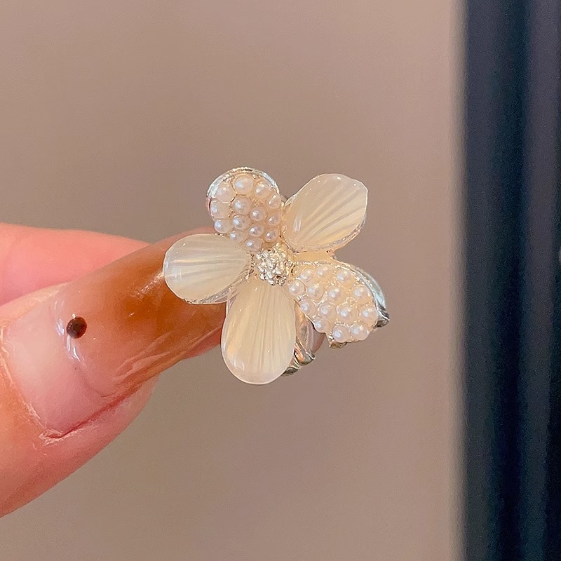 Oreja de conejo pequeño clip de las mujeres de alto grado Perla Rhinestone horquilla accesorios para el cabello Cabeza trasera medio lazo de pelo clip de tiburón horquilla